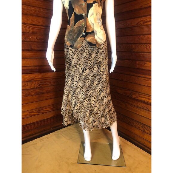 Leopard Skirt, Silk Skirt, Silk Chiffon Skirt, Animal Print Skirt, Silk Dress, A - Picture 9 of 10